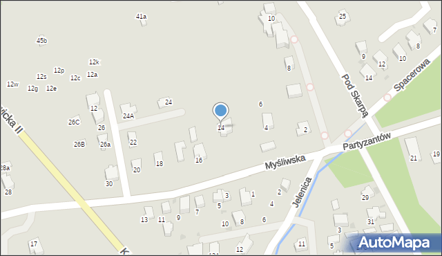 Ustroń, Myśliwska, 14, mapa Ustroń