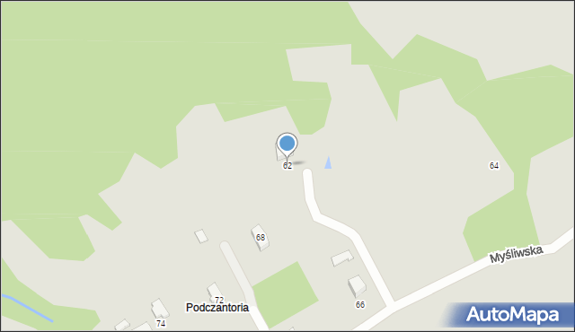 Ustroń, Myśliwska, 62, mapa Ustroń