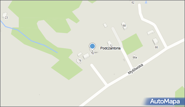Ustroń, Myśliwska, 74, mapa Ustroń