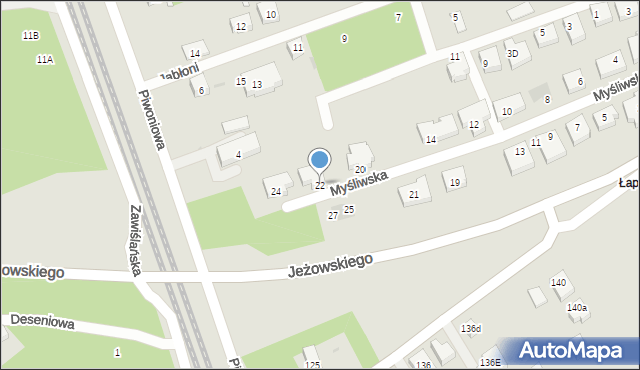 Warszawa, Myśliwska, 22, mapa Warszawy