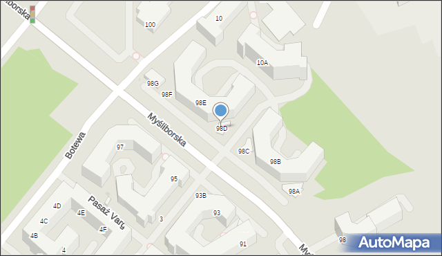 Warszawa, Myśliborska, 98D, mapa Warszawy