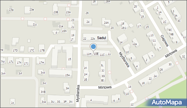 Warszawa, Mydlarska, 11F, mapa Warszawy