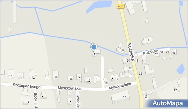 Wieruszów, Myszkowiaka Mariana, ks., 8, mapa Wieruszów