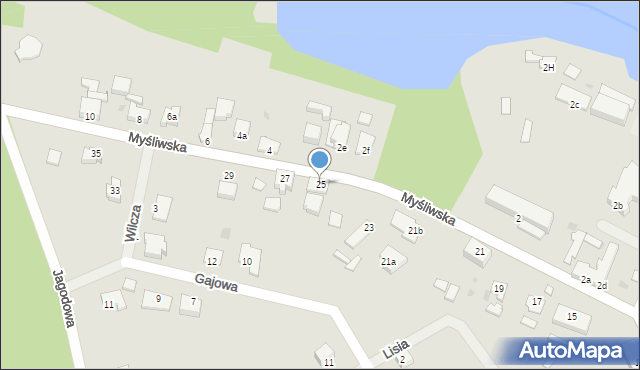 Witnica, Myśliwska, 25, mapa Witnica