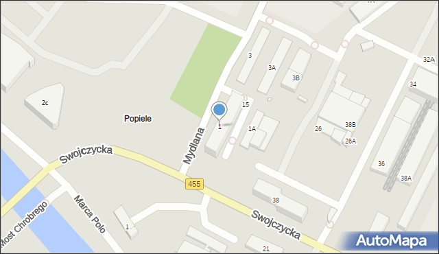Wrocław, Mydlana, 1, mapa Wrocławia