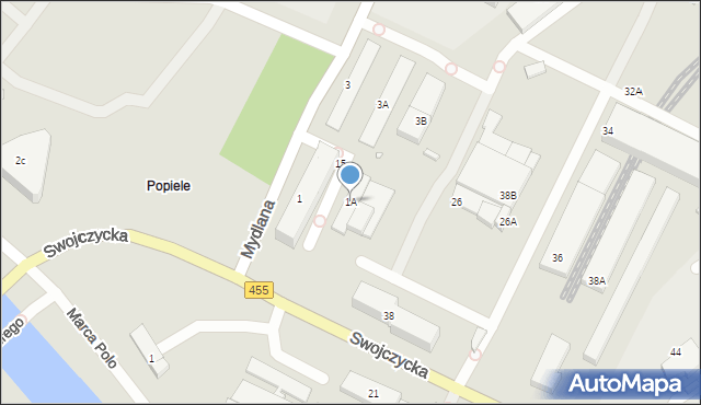 Wrocław, Mydlana, 1A, mapa Wrocławia