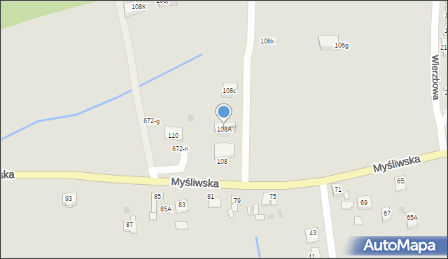 Wronki, Myśliwska, 108A, mapa Wronki