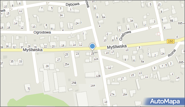 Wronki, Myśliwska, 19, mapa Wronki