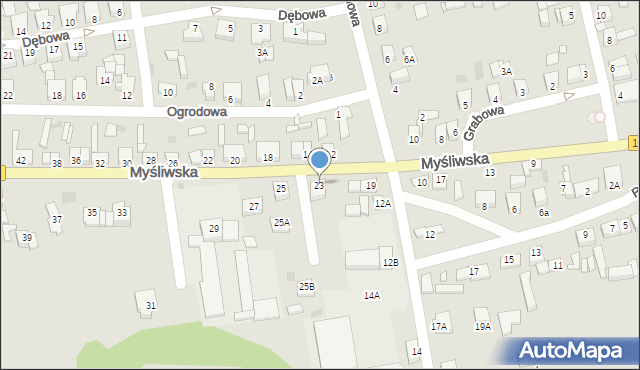 Wronki, Myśliwska, 23, mapa Wronki