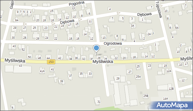 Wronki, Myśliwska, 28A, mapa Wronki