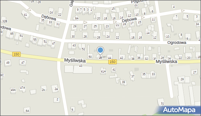 Wronki, Myśliwska, 46, mapa Wronki