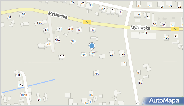 Wronki, Myśliwska, 47A, mapa Wronki