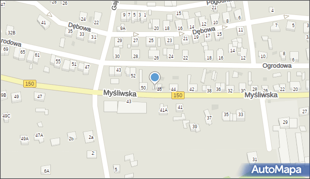 Wronki, Myśliwska, 48, mapa Wronki