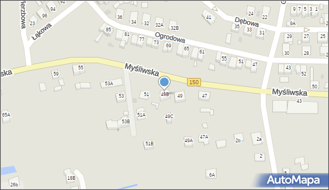 Wronki, Myśliwska, 49B, mapa Wronki