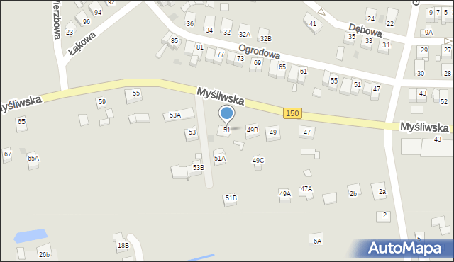 Wronki, Myśliwska, 51, mapa Wronki