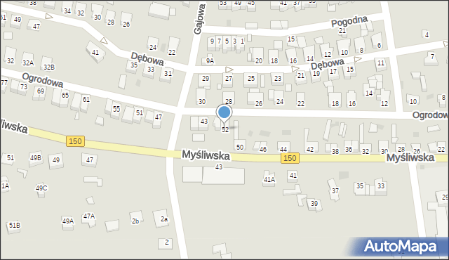 Wronki, Myśliwska, 52, mapa Wronki