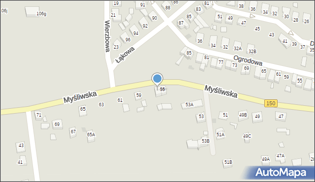 Wronki, Myśliwska, 57, mapa Wronki
