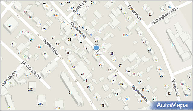 Wysokie Mazowieckie, Mystkowska, 18, mapa Wysokie Mazowieckie