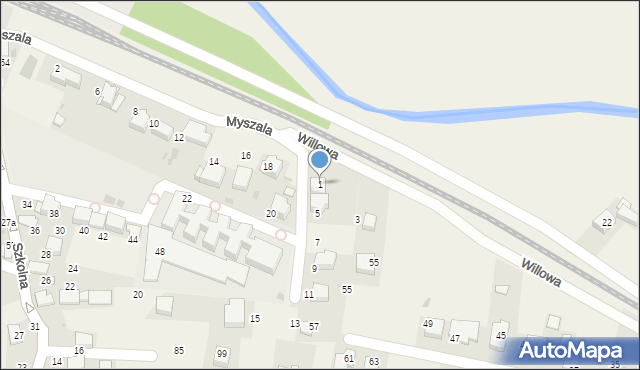 Zabierzów, Myszala, 1, mapa Zabierzów