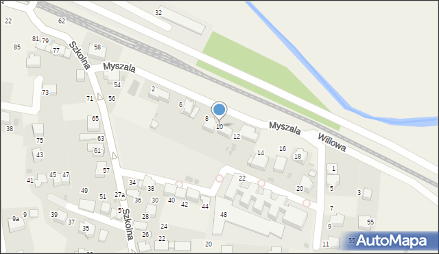 Zabierzów, Myszala, 10, mapa Zabierzów