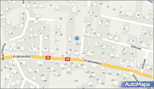 Zabierzów, Myszala, 101, mapa Zabierzów