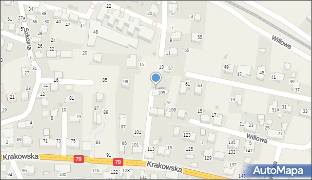 Zabierzów, Myszala, 107, mapa Zabierzów