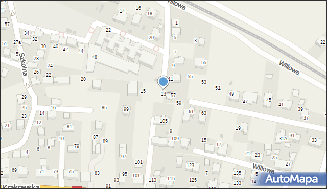 Zabierzów, Myszala, 13, mapa Zabierzów