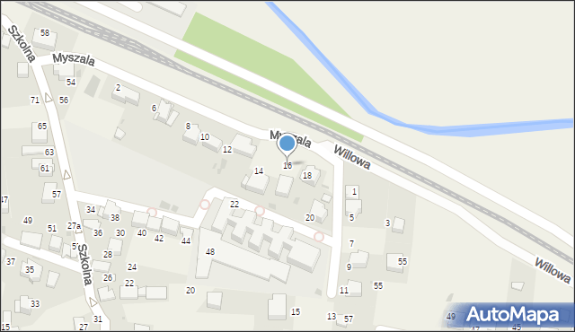 Zabierzów, Myszala, 16, mapa Zabierzów