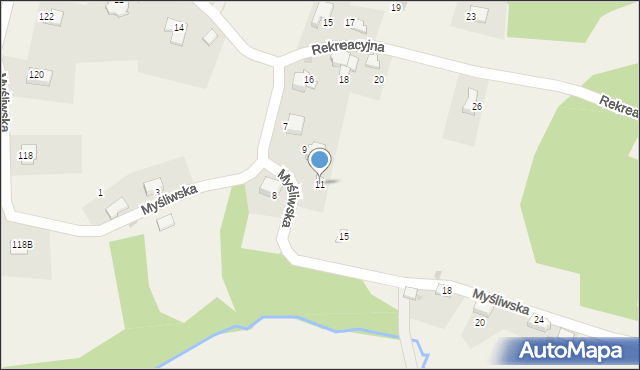 Zagórnik, Myśliwska, 11, mapa Zagórnik