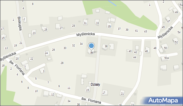 Zakliczyn, Myślenicka, 36, mapa Zakliczyn