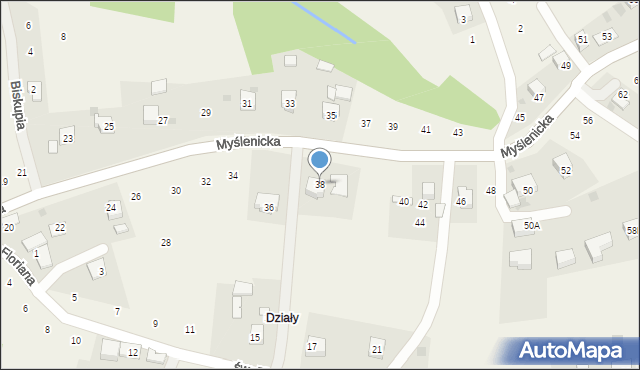 Zakliczyn, Myślenicka, 38, mapa Zakliczyn