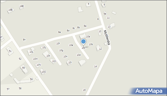 Zamość, Myśliwska, 10c, mapa Zamościa