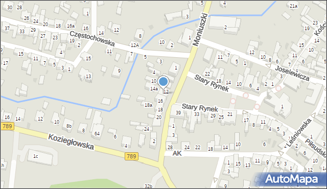 Żarki, Myszkowska, 14, mapa Żarki