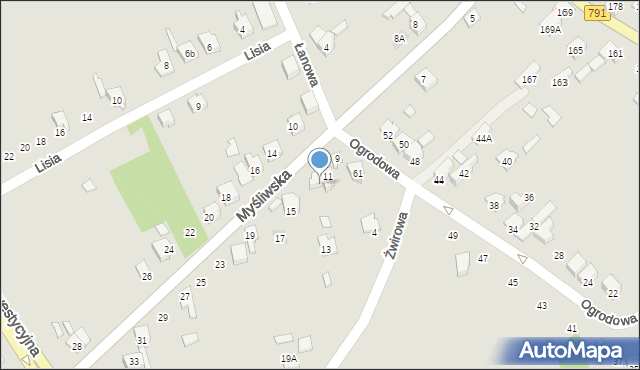 Zawiercie, Myśliwska, 11A, mapa Zawiercie