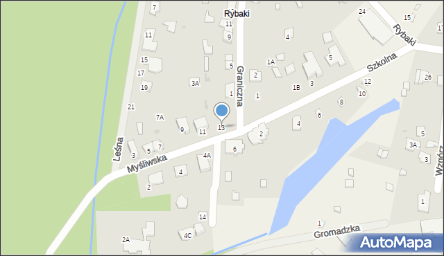 Zegrze Południowe, Myśliwska, 13, mapa Zegrze Południowe