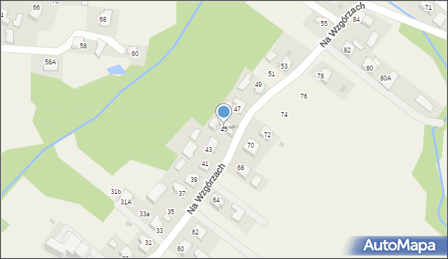 Bachowice, Na Wzgórzach, 45, mapa Bachowice