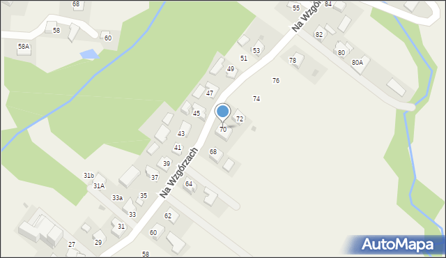 Bachowice, Na Wzgórzach, 70, mapa Bachowice