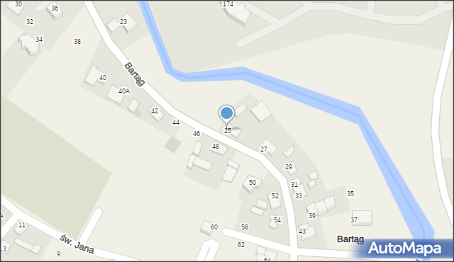 Bartąg, Nad Łyną, 25, mapa Bartąg