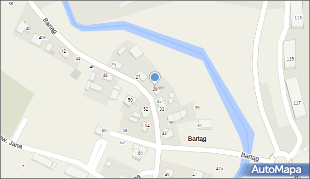 Bartąg, Nad Łyną, 29, mapa Bartąg