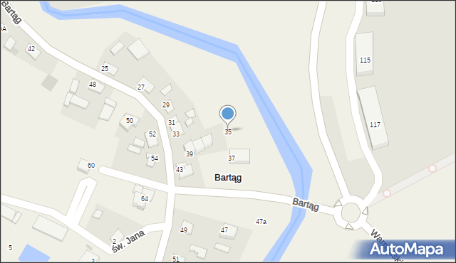 Bartąg, Nad Łyną, 35, mapa Bartąg