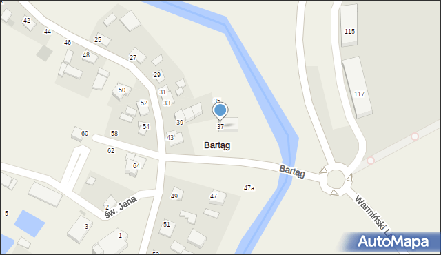 Bartąg, Nad Łyną, 37, mapa Bartąg