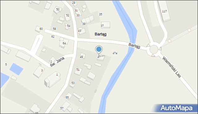 Bartąg, Nad Łyną, 47, mapa Bartąg