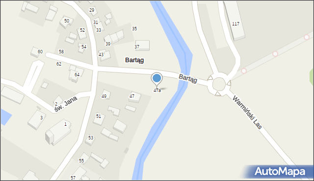 Bartąg, Nad Łyną, 47a, mapa Bartąg