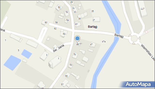 Bartąg, Nad Łyną, 49, mapa Bartąg