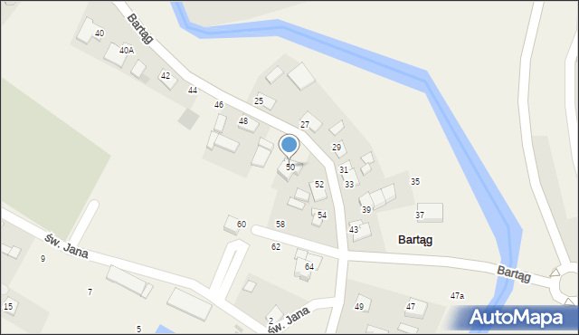 Bartąg, Nad Łyną, 50, mapa Bartąg
