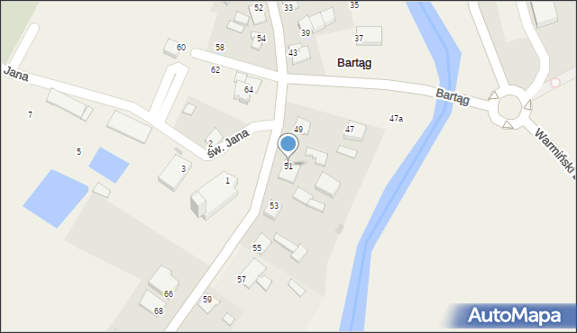 Bartąg, Nad Łyną, 51, mapa Bartąg