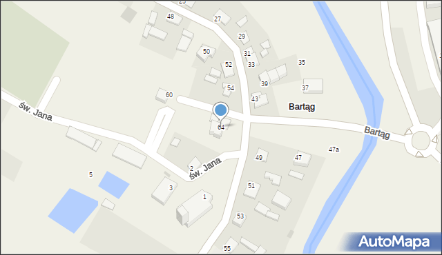 Bartąg, Nad Łyną, 64, mapa Bartąg