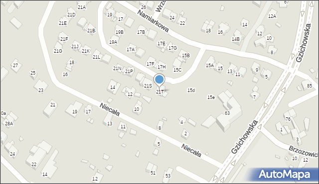 Będzin, Namiarkowa, 21T, mapa Będzin