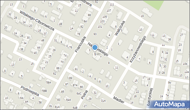 Biała Podlaska, Nartowskiego Wacława, 5, mapa Białej Podlaskiej