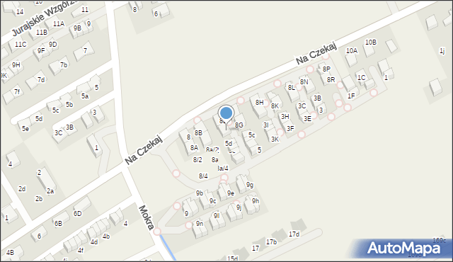 Bibice, Na Czekaj, 8E, mapa Bibice